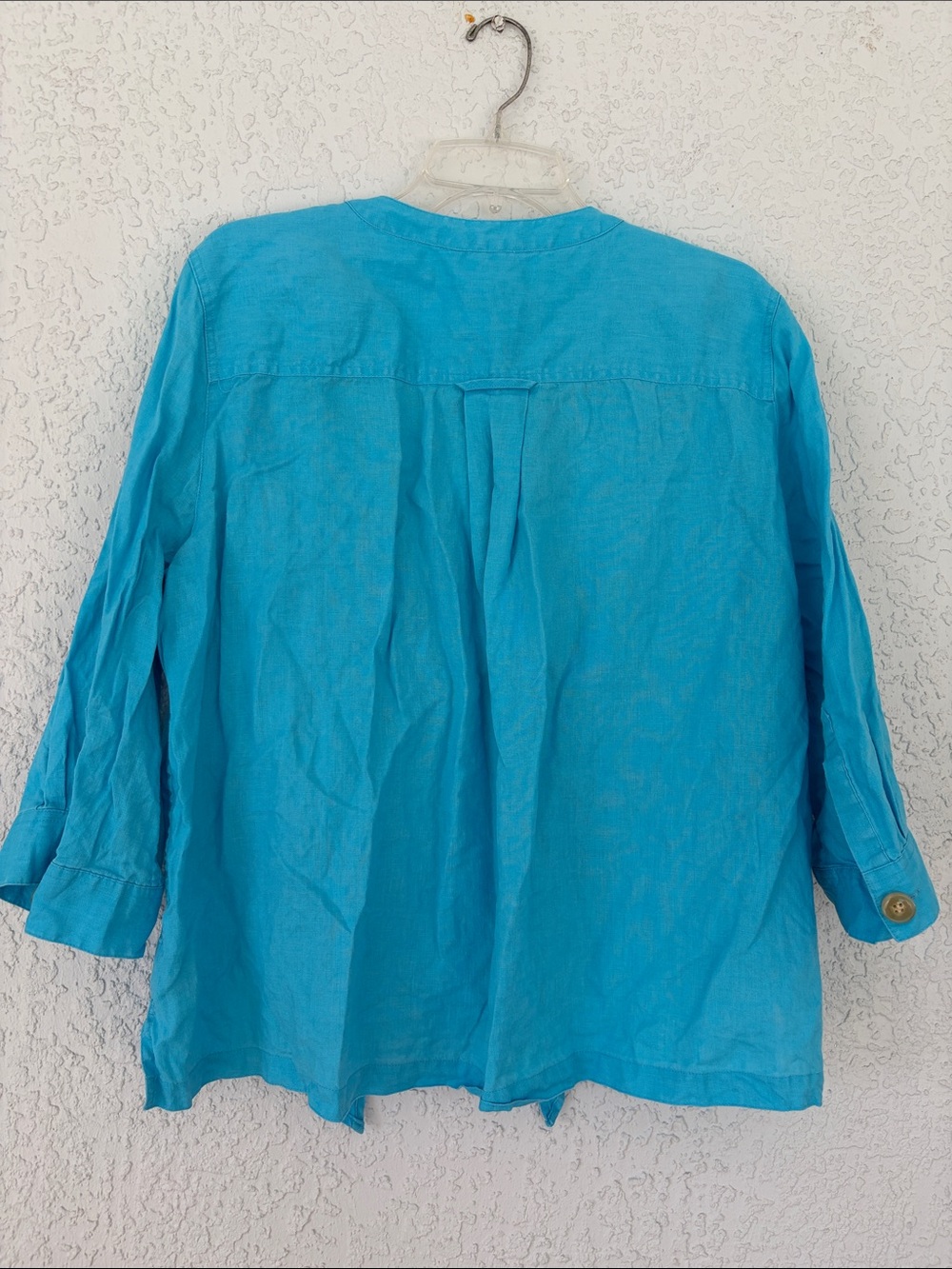 John Mark Turquoise Button-Front Tie-Hem linen Women's Shirt size XL - Picture 6 of 8